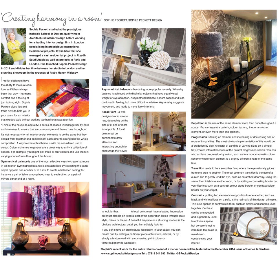 All about home, article, featuring Sophie Peckett Design